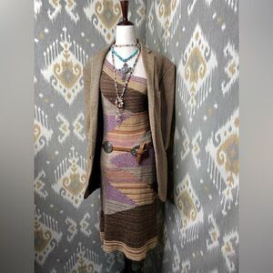 Ralph Lauren Pastel Painted Desert Serape One Shoulder Hand-Knit Dress